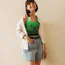 ABS Green Mic 1 BLK Crop Top