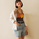 El Chapo Sunset Brunch 1 WHT Crop Top