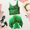 ABS Green Mic 1 WHT Women's Skater Dress