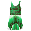 ABS Green Mic 1 WHT Women's Skater Dress
